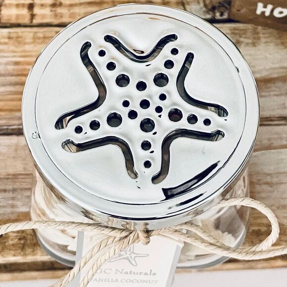 NWT GC Naturals VANILLA COCONUT scented seashells Decorative Glass Aroma Jar - Picture 4 of 12